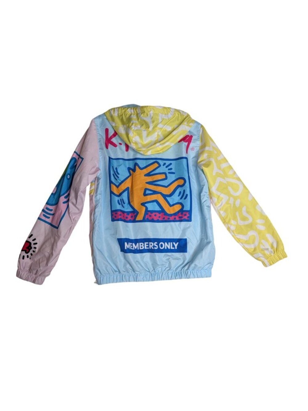Members Only X Keith Haring Colorful Graffiti Zip Hooded Windbreaker Jacket Smal - Picture 3 of 16